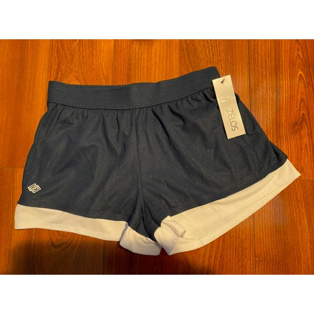 Zelos Athletic Shorts Navy Blue White Mesh Trim Stretch Elastic Waist XS NWTs